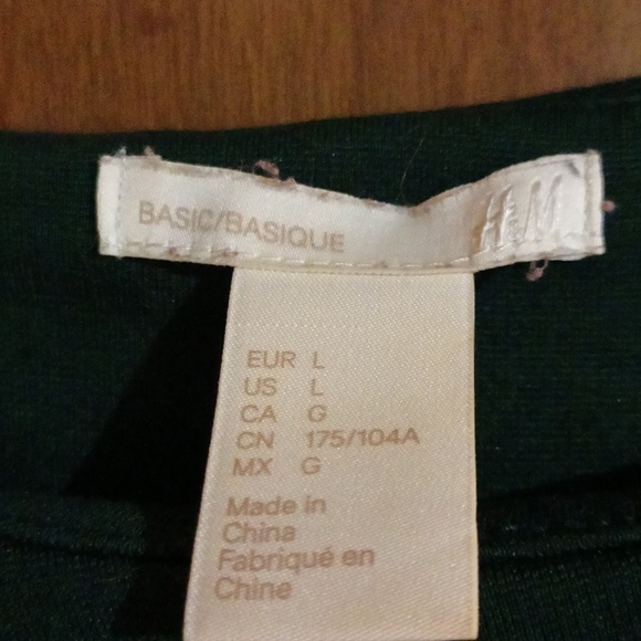H & M BASIC Dark Green Jersey Dress Size Large - Picture 2 of 5